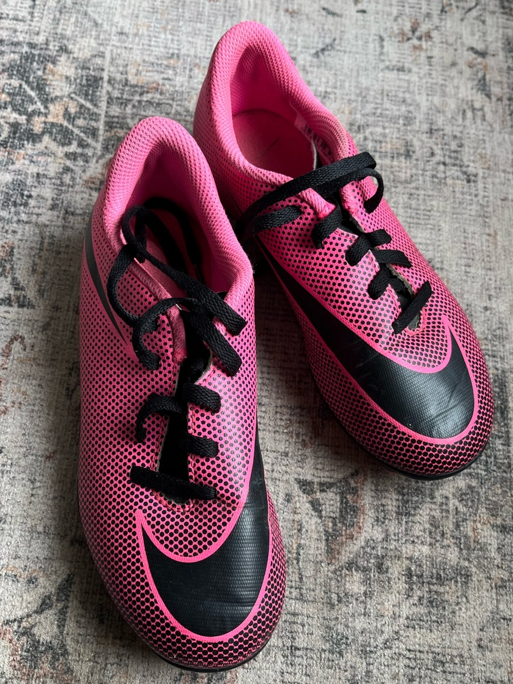 Nike Kids Pink and Black Soccer Sneakers